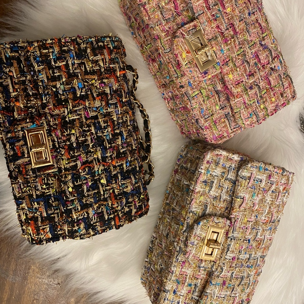Chic Multicolor Tweed Women Bags